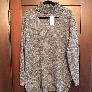 Planet Gold Plus Cut Out V Neck Sweater